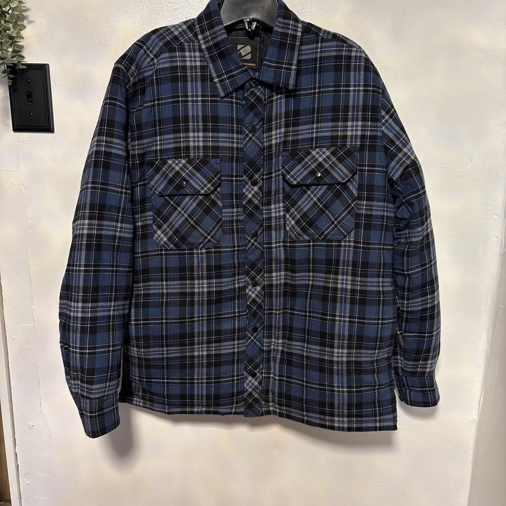 BC Clothing Adult M Shacket‎ Quilted Lined Plaid Flannel Jacket Pockets Snaps